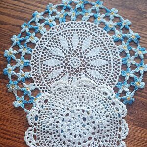 Two Vintage Hand Crocheted Doilies